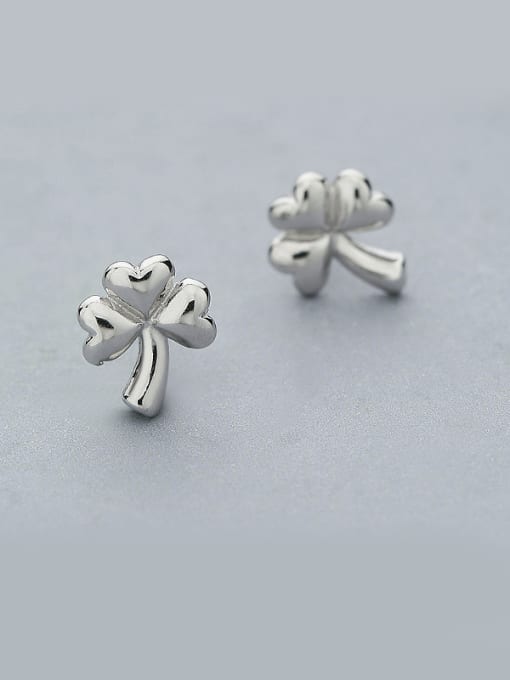 One Silver Lovely Flower Shaped Stud Earrings 0