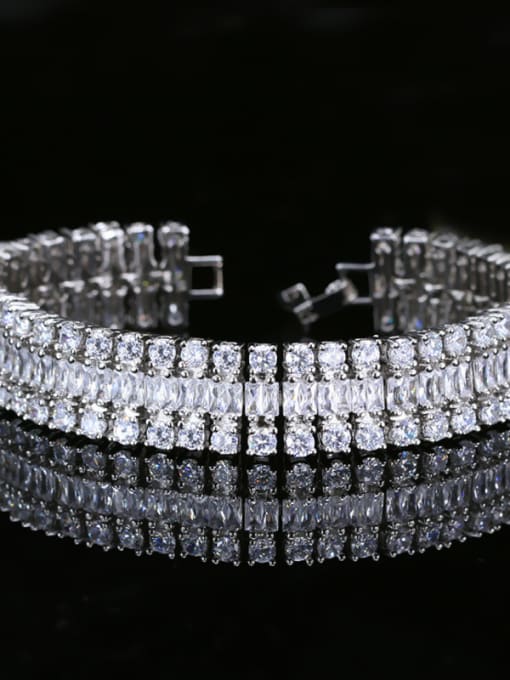 White Luxury Bling bling 18-Gold plated zircon bracelet 18CM