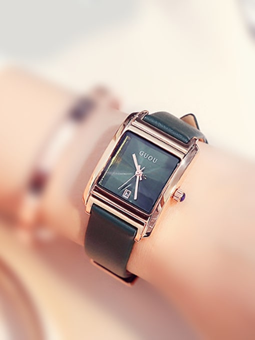 Green 2018 GUOU Brand Simple Square Watch