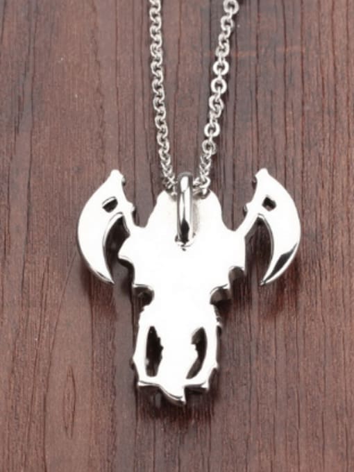 Open Sky Punk style Personalized Skull Sickles Titanium Necklace 2
