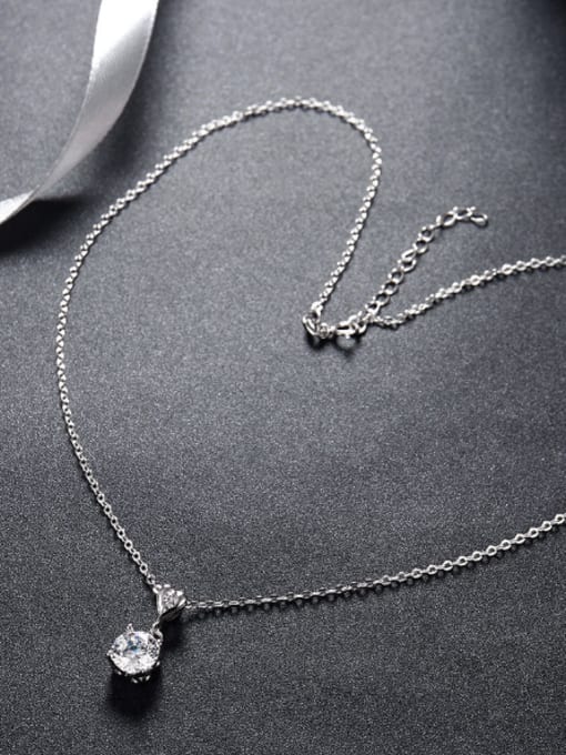 OUXI Simple Cubic Zircon Silver Necklace 2