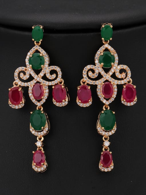 L.WIN Exaggerate Colorful Stones Two Pieces Jewelry Set 4