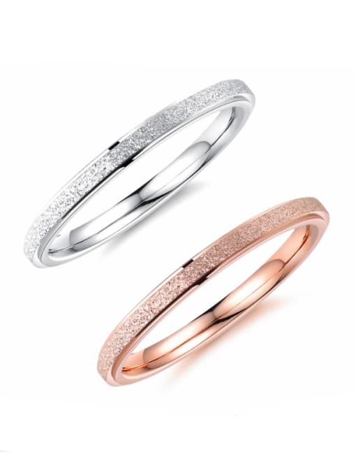 Open Sky Stainless Steel With Rose Gold Plated Simplistic frosted Round Band Rings 0