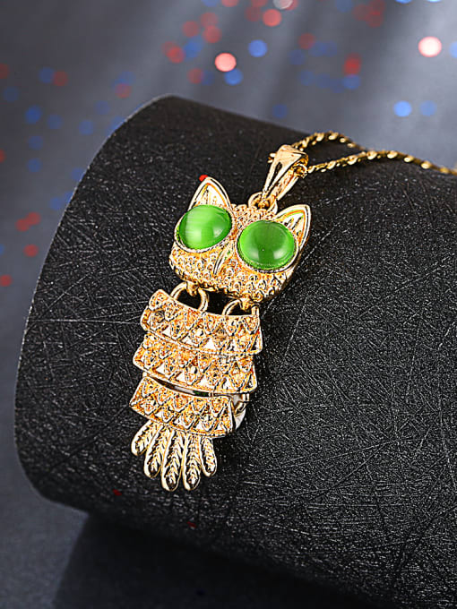 Golden All-match Gold Plated Owl Shaped Opal Necklace
