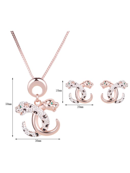 BESTIE Alloy Rose Gold Plated Fashion Leopards Rhinestones Two Pieces Jewelry Set 2