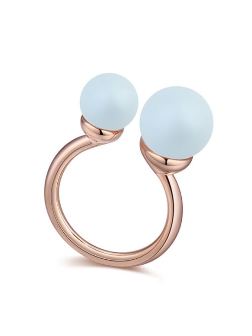 QIANZI Personalized Imitation Pearls Rose Gold Plated Opening Ring 0