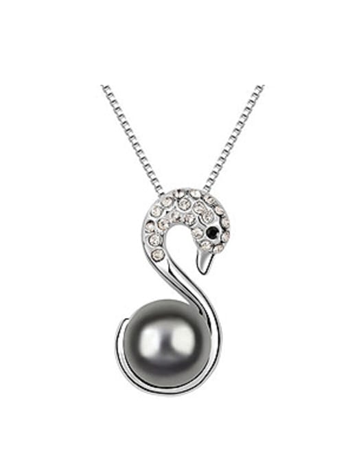 deep grey Fashion Imitation Pearl-accented Swan Alloy Necklace