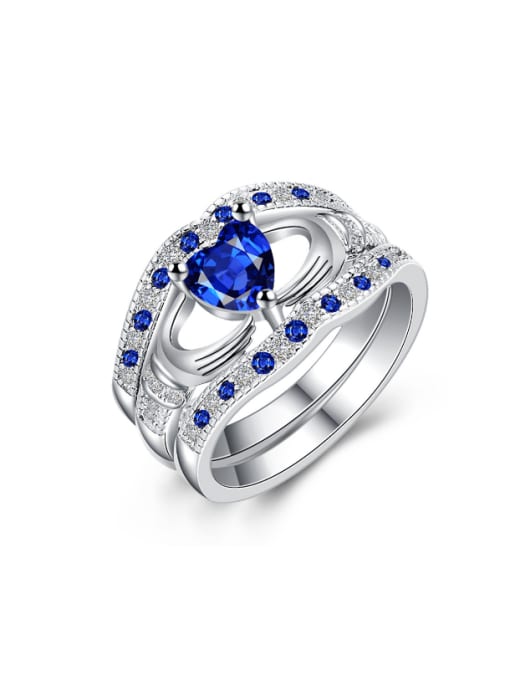 AAA Blue White Gold Plated Three Pieces Rings Set