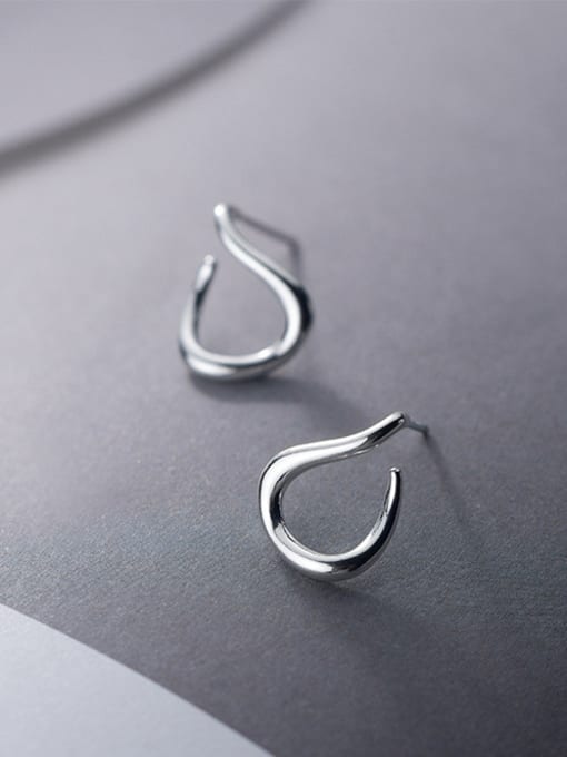 Rosh 925 Sterling Silver With Silver Plated Simplistic Geometric Stud Earrings 0