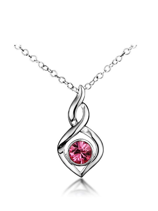 Red Fashion Heart Cubic Crystal 925 Sterling Silver Pendant