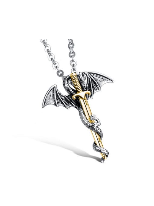 gold Punk style Personalized Little Sword Titanium Necklace