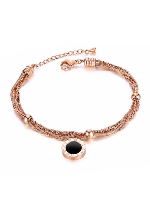 Open Sky Stainless Steel With Rose Gold Plated Trendy Round Rome number Bracelets 0