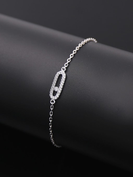 Silvery 2018 Rectangular Zircon Bracelet