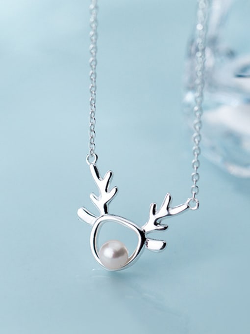 Rosh 925 Sterling Silver With Silver Plated Personality Bee-joo Antler Necklaces 3