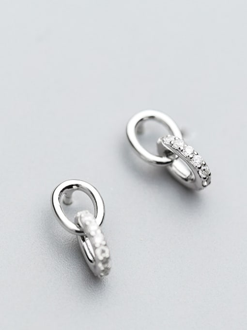 Rosh Temperament Round Shaped Zircon S925 Silver Stud Earrings