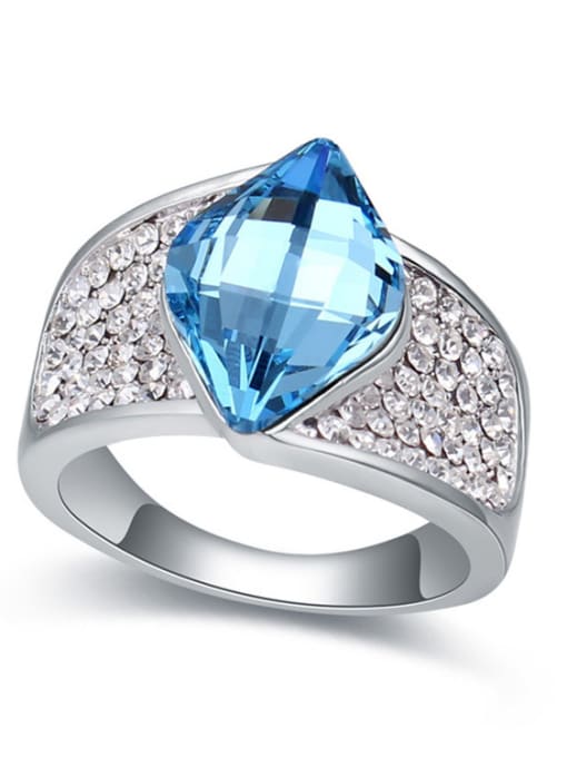 blue Fashion Rhombus Cubic austrian Crystals Alloy Ring