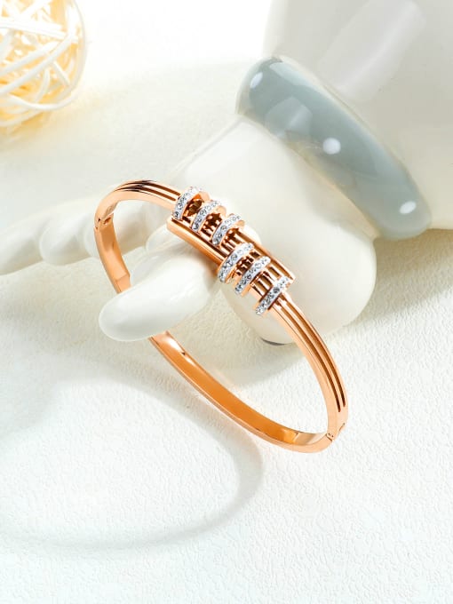 Open Sky Stainless Steel With Rose Gold Plated Simplistic Irregular Bangles 2