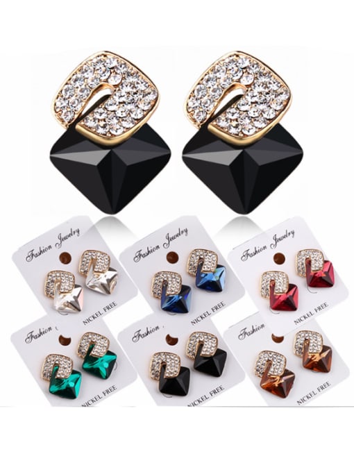 BSL Zinc Alloy With 18k Gold Plated Fashion Geometric Stud Earrings 0
