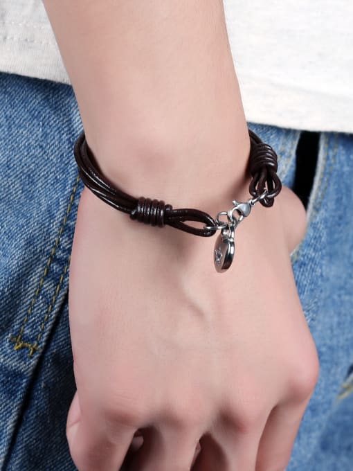 Open Sky Personalized Multi-band Artificial Leather heart shaped Bracelet 1