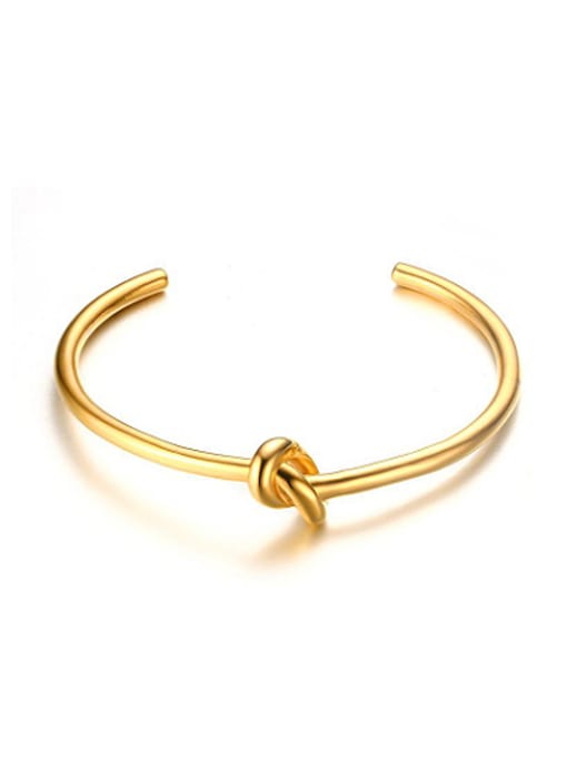 CONG Open Design Gold Plated Knot Shaped Titanium Bangle 0