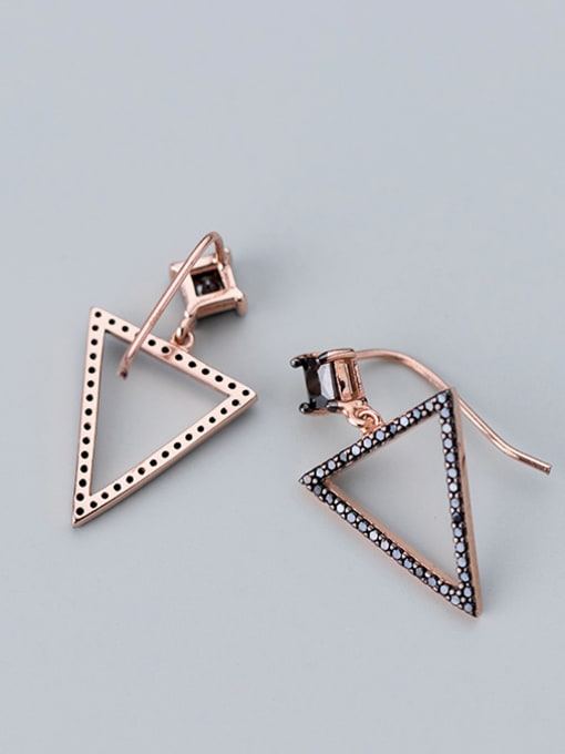 Rosh 925 Sterling Silver With Rose Gold Plated Personality Triangle Hook Earrings 1