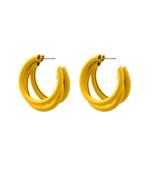 B yellow Alloy With Acrylic Simplistic Geometric Hoop Earrings