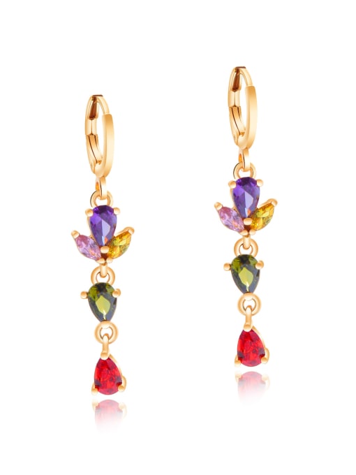 729-colour drill Copper With 18k Gold Plated Fashion Water Drop Earrings