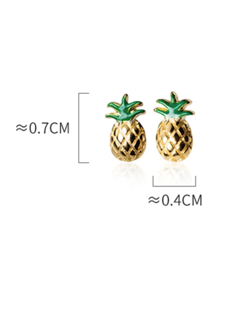 Rosh 925 Sterling Silver With Gold Plated Cute Pineapple Stud Earrings 3