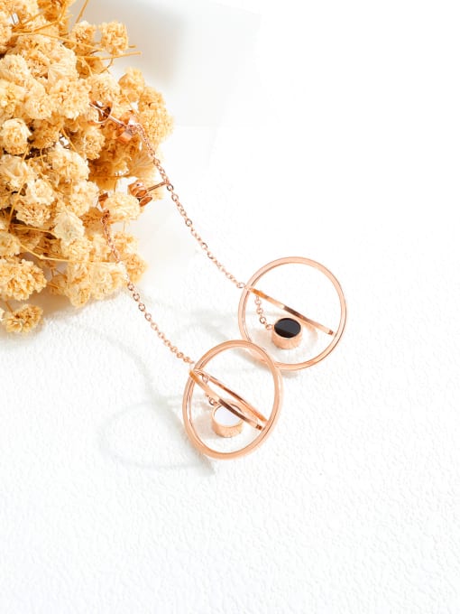 Open Sky Titanium With Rose Gold Plated Personality Geometric Drop Earrings 2