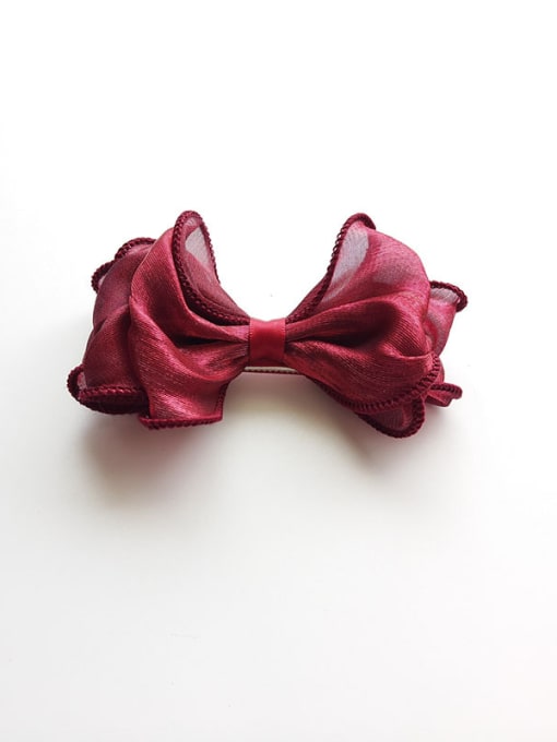Red Wine Yarn Bow Hair clip