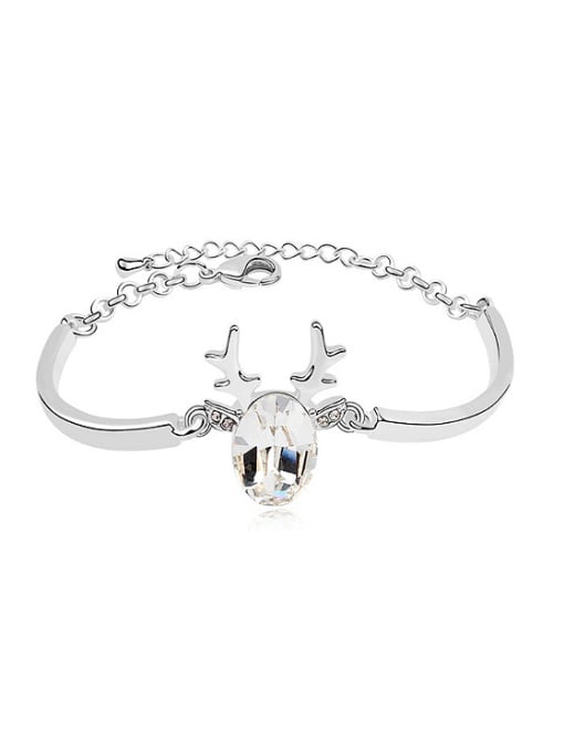 White Simple Deer Horn Oval austrian Crystal Alloy Bracelet