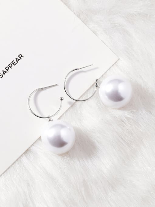 Girlhood Alloy With Gold Plated Trendy Round  Imitation Pearl Hoop Earrings(very big) 2