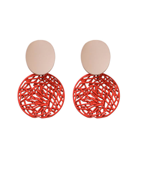 Girlhood Alloy With Rose Gold Plated Fashion Hollow Round Drop Earrings 0