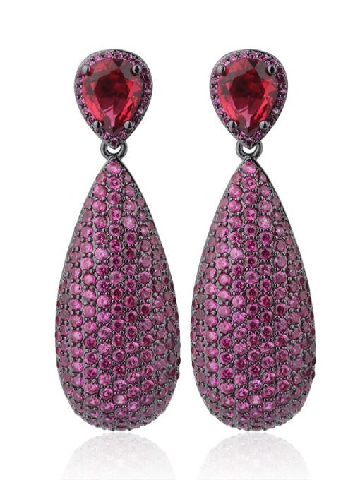 ROSS Copper With  Cubic Zirconia Luxury Water Drop Cluster Earrings