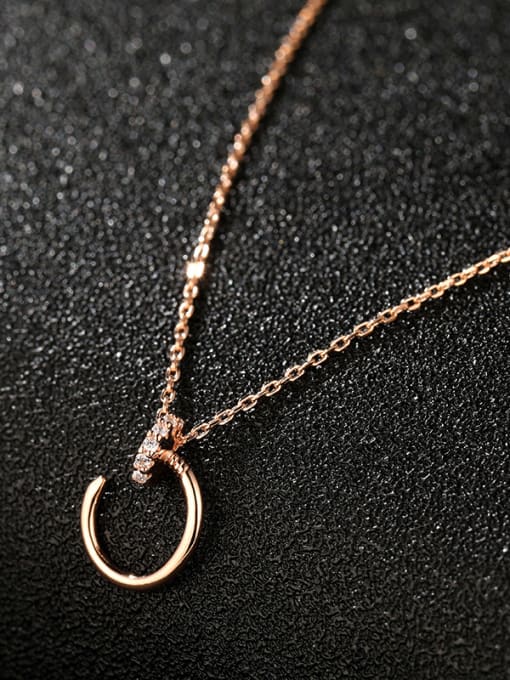 UNIENO 925 Sterling Silver With Rose Gold Plated Simplistic Smooth  Round Necklaces 1