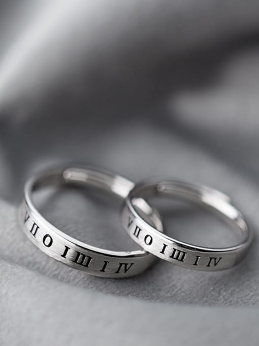 Rosh 925 Sterling Silver With Platinum Plated Simplistic Monogrammed Anniversary Couple rings 1