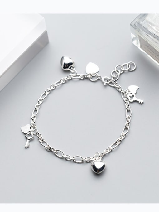 Rosh Heart Shaped Key DIY 925 Silver Bracelet 3