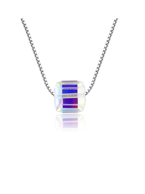CCUI 925 Sterling Silver With Platinum Plated Simplistic Square Necklaces 0