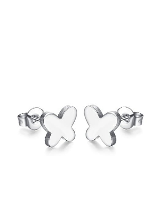 CONG Temperament Butterfly Shaped Stainless Steel Stud Earrings 0