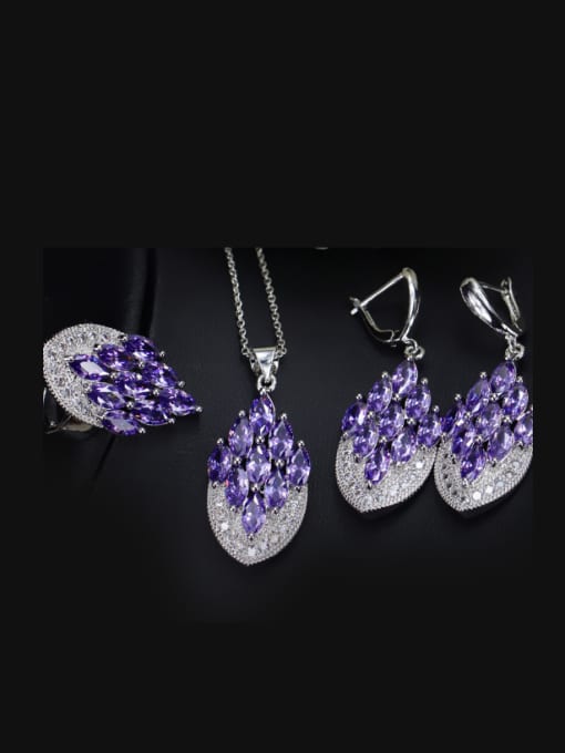 Purple Ring 6 Yards Exquisite Luxury Wedding Accessories Jewelry Set