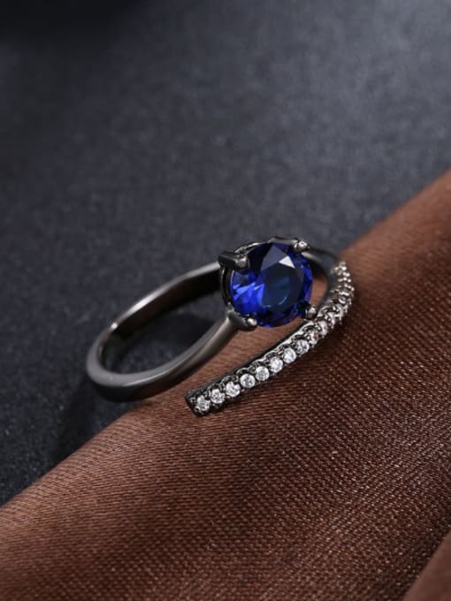 OUXI Personalized Blue Zircon Opening Ring 2