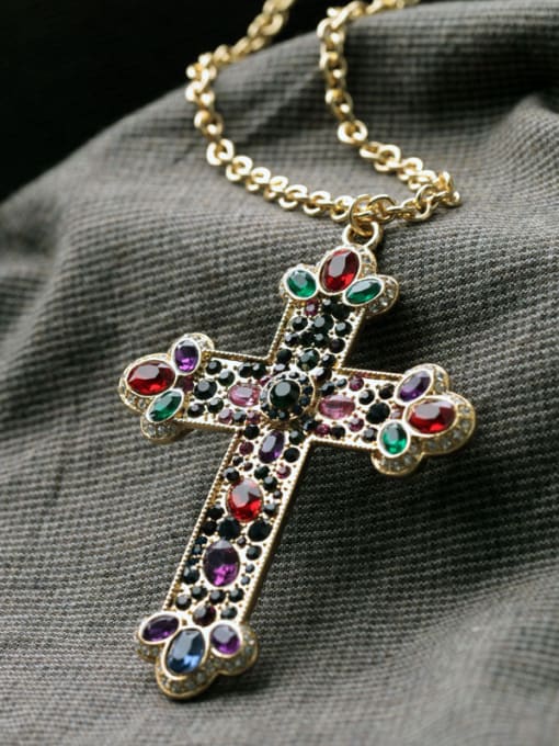 KM 2018 Retro Cross Pendant Women Necklace 2