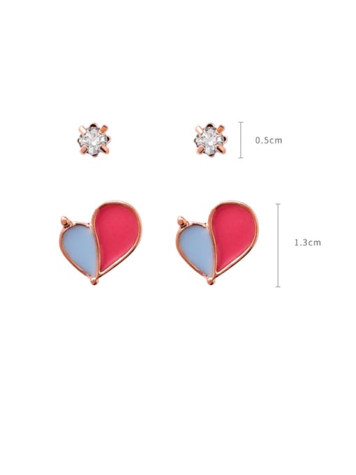 Girlhood Alloy With Rose Gold Plated Cute Heart Stud Earrings 3