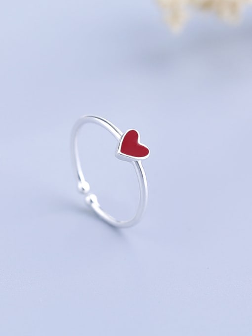 One Silver Fashionable Red Heart Shaped Ring 2