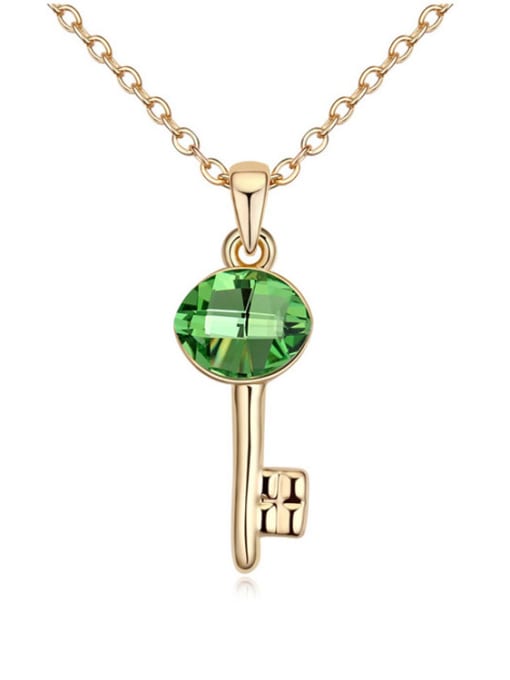 green Trendy Oval austrian Crystal Key Pendant Alloy Necklace
