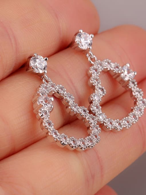 White Love Heart 925 Silver Zircon cuff earring