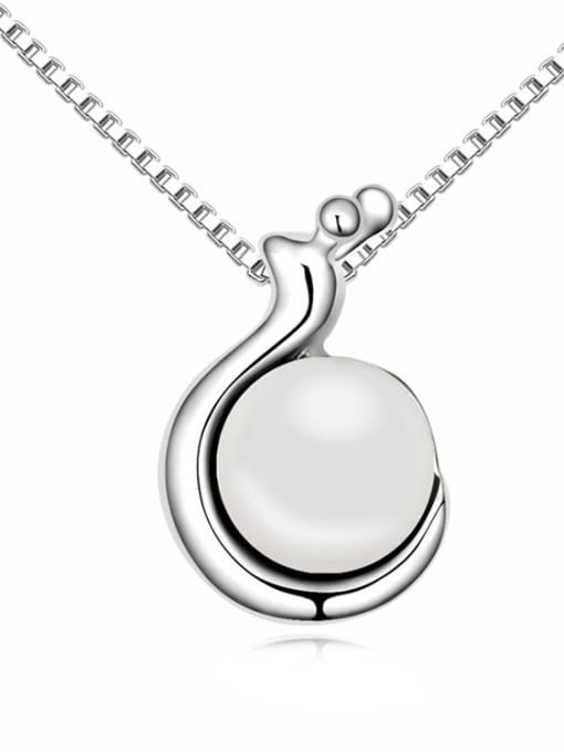 White Simple Imitation Pearl-accented Alloy Necklace