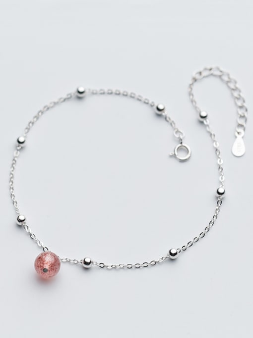 pink Elegant Round Shaped Crystal S925 Silver Foot Jewelry