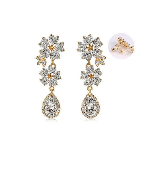 Mo Hai Copper With Cubic Zirconia Luxury Flower Cluster Earrings