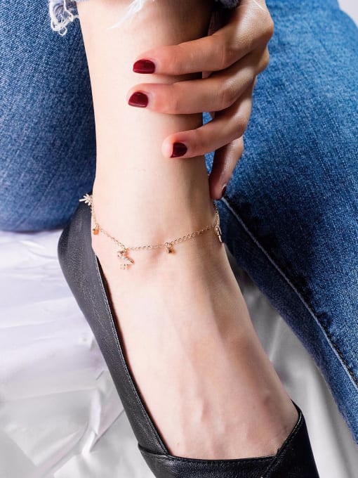 Open Sky Stainless Steel With Rose Gold Plated Personality Animal Anklets 1